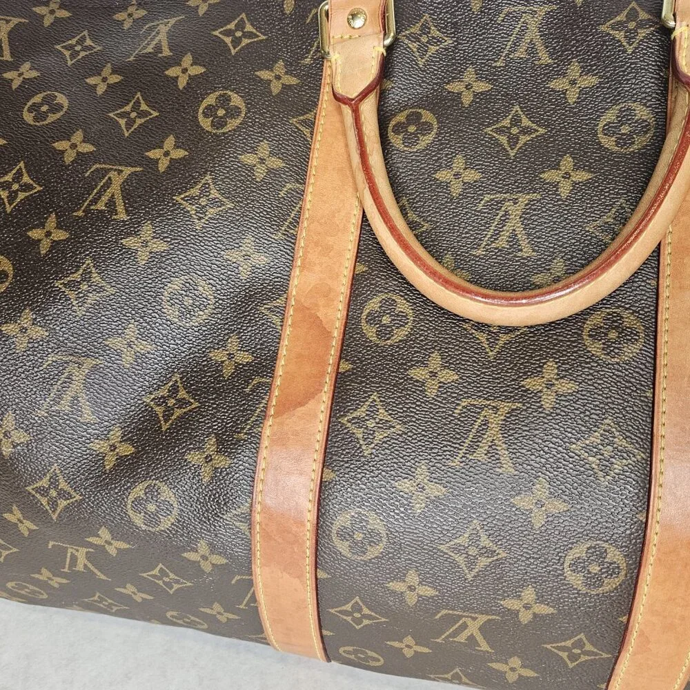 Louis Vuitton Monogram Duffle Bag Keepall 50 Bandoliere Crossbody Tote Bag Purse